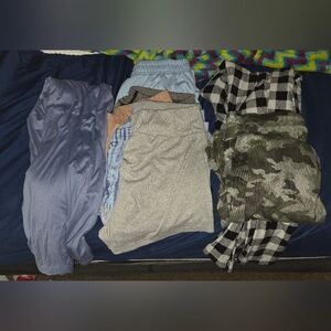 Mixed Pattern and Solid Pajama Pants Set
